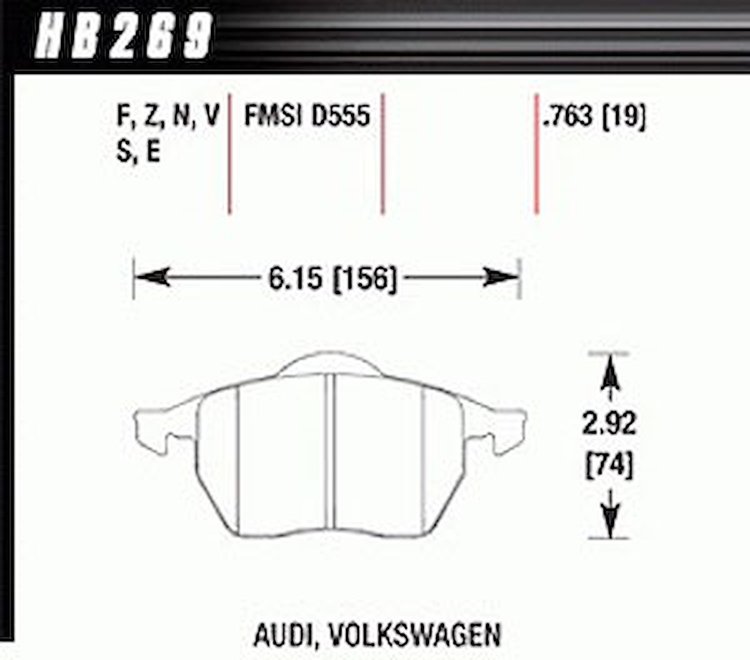 Disc Brake Pad HPS w/0.763 Thickness