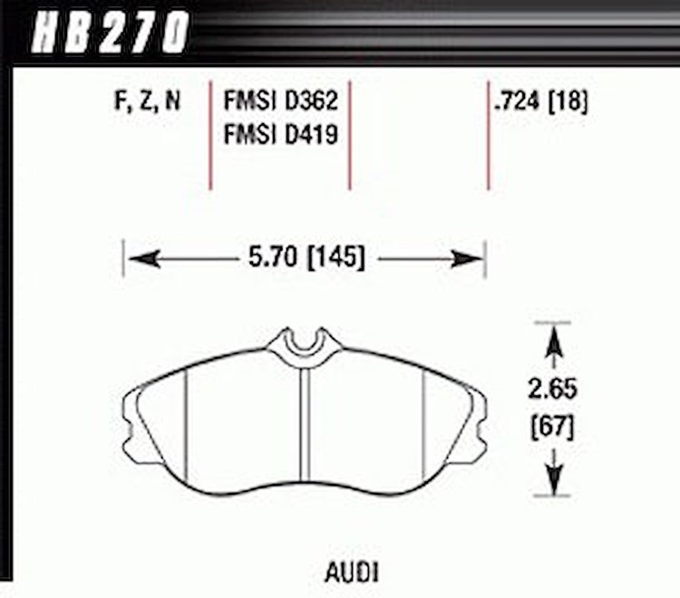 Disc Brake Pad HPS Performance Street w/0.724 Thickness