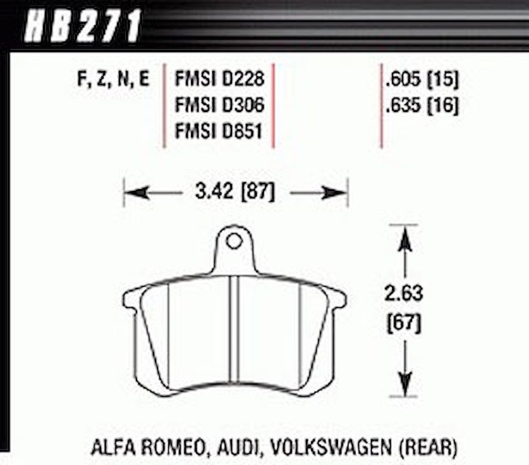 Disc Brake Pad Performance Ceramic w/0.635 Thickness