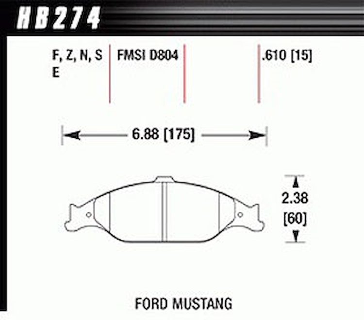 Disc Brake Pad HT-10 w/0.610 Thickness