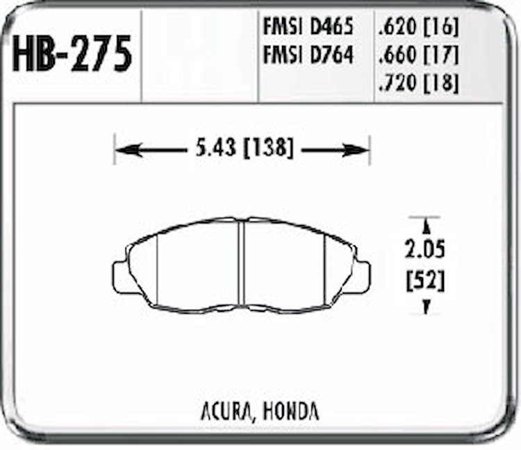 Hawk High Performance Front Brake Pads Fits various Honda/Acura Models