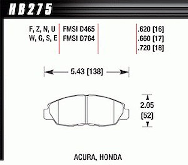 Disc Brake Pad HT-10 w/0.620 Thickness