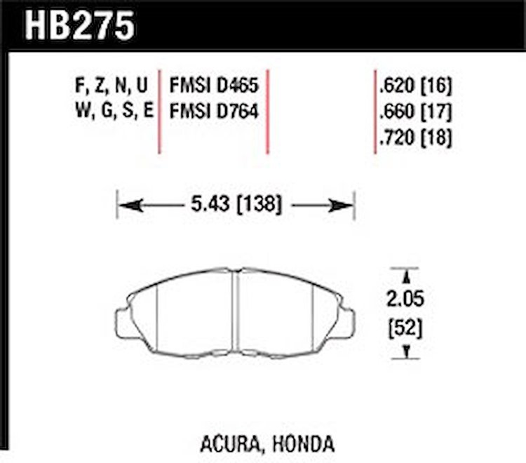 Disc Brake Pad DTC-30 w/0.620 Thickness