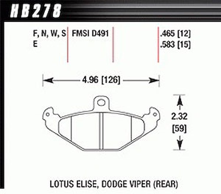 Disc Brake Pad HPS Performance Street w/0.465 Thickness
