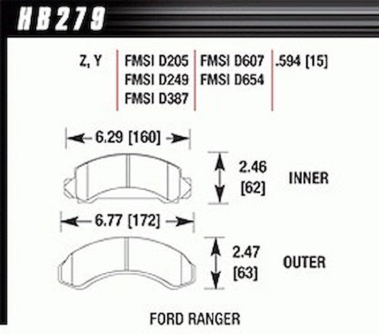 Disc Brake Pad LTS w/0.594 Thickness