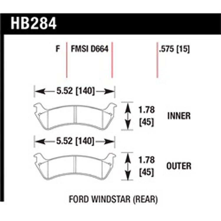 Disc Brake Pad Performance Ceramic w/0.575 Thickness