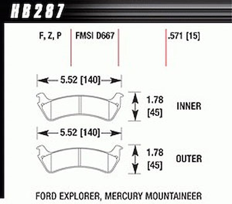 Disc Brake Pad Performance Ceramic w/0.571 Thickness