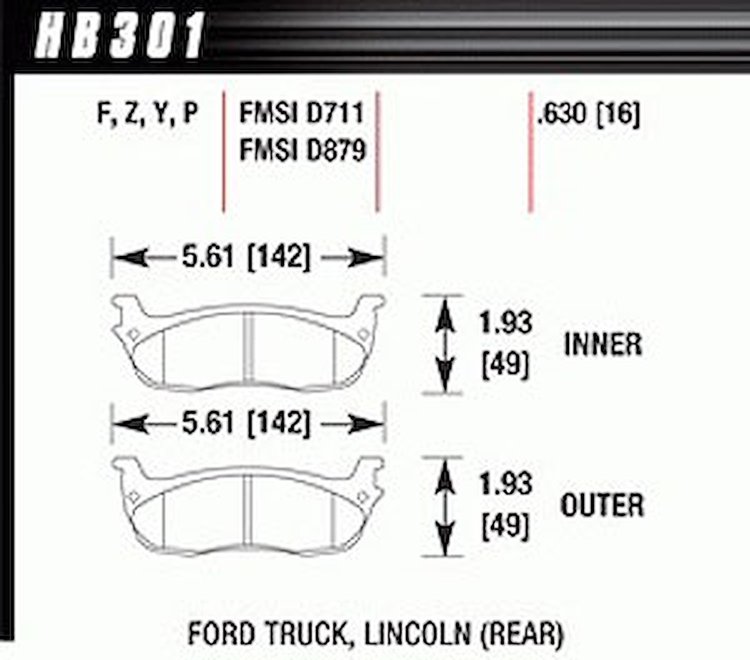 Disc Brake Pad LTS w/0.630 Thickness