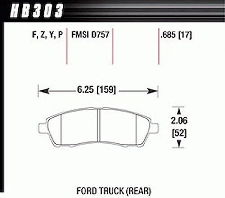 Disc Brake Pad Performance Ceramic w/0.685 Thickness