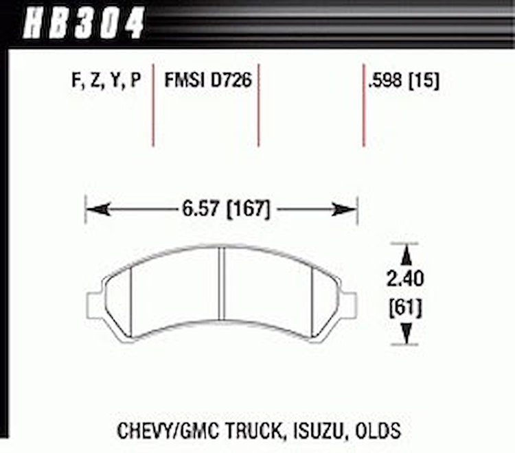 Disc Brake Pad LTS w/0.598 Thickness