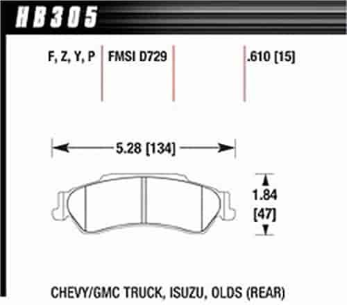 Disc Brake Pad Performance Ceramic w/0.610 Thickness