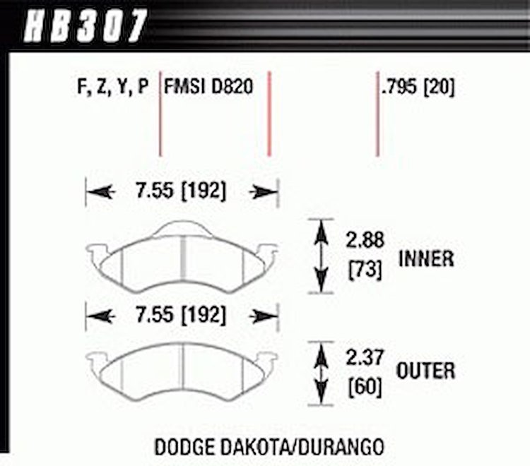 Disc Brake Pad Performance Ceramic w/0.795 Thickness