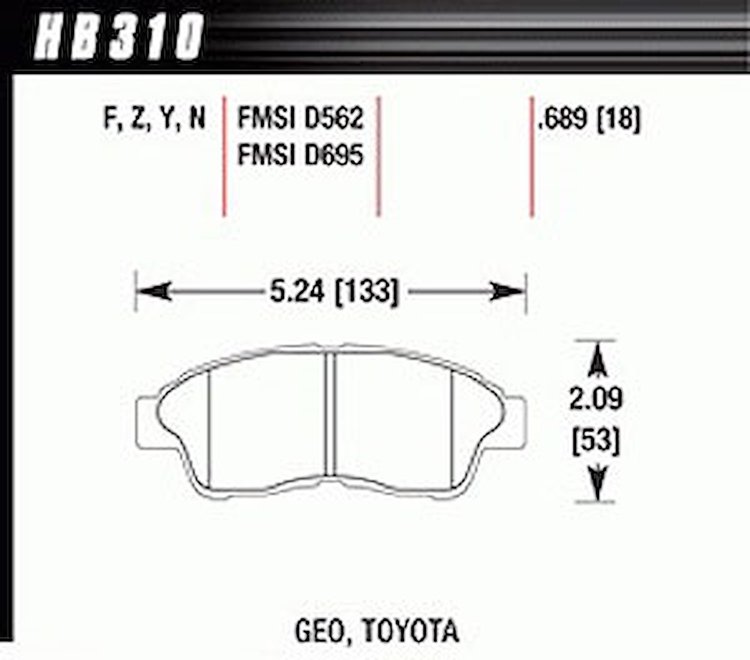 Disc Brake Pad Performance Ceramic w/0.689 Thickness