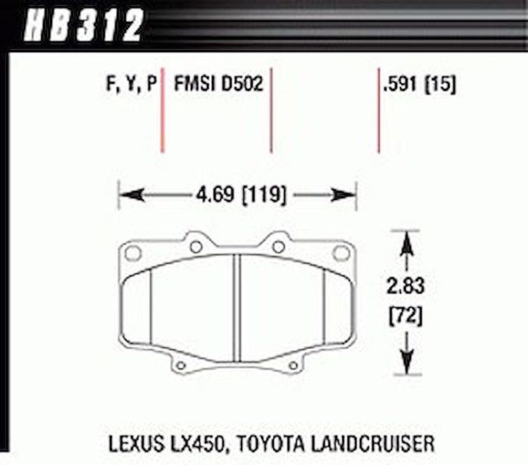 Disc Brake Pad LTS w/0.591 Thickness