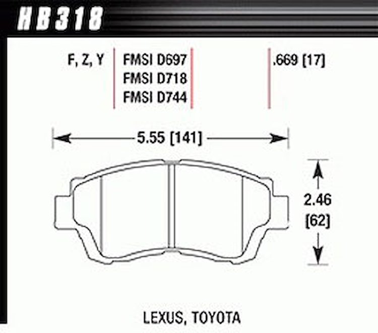 Disc Brake Pad Performance Ceramic w/0.669 Thickness