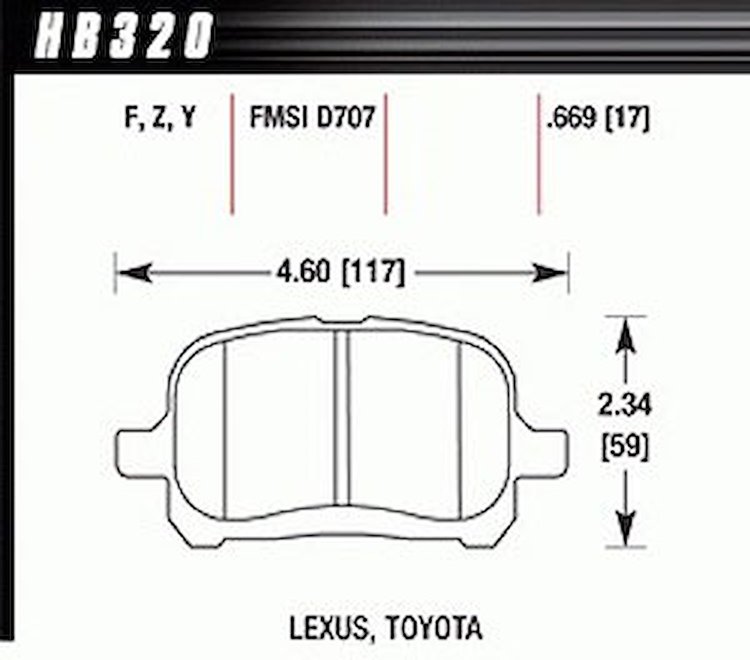 Disc Brake Pad Performance Ceramic w/0.669 Thickness