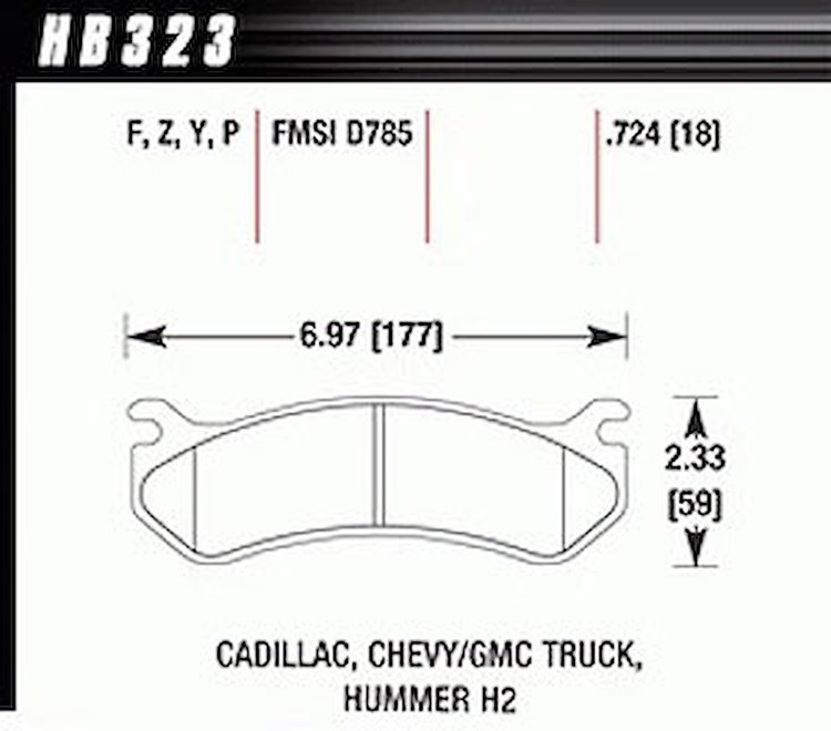 Disc Brake Pad Performance Ceramic w/0.724 Thickness