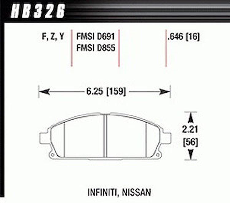 Disc Brake Pad LTS w/0.646 Thickness