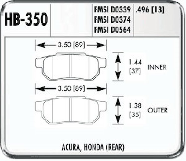Hawk High Performance Rear Brake Pads Fits: 90-01 Integra except Type-R