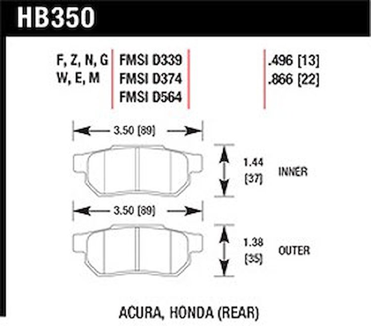 Disc Brake Pad DTC-30 w/0.496 Thickness