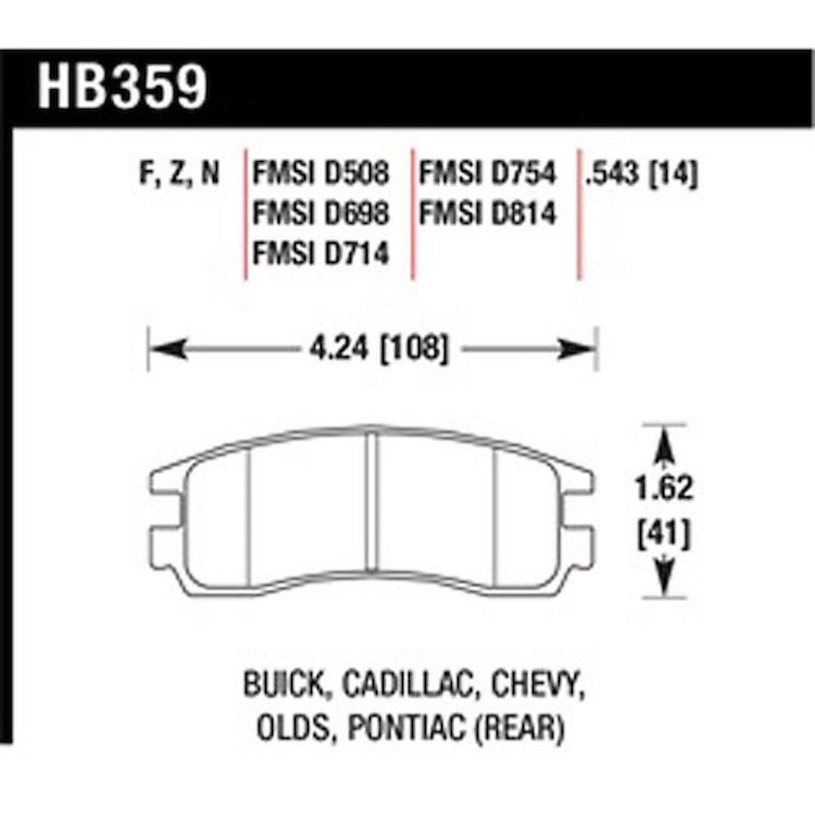 Disc Brake Pad DTC-60 w/0.543 Thickness