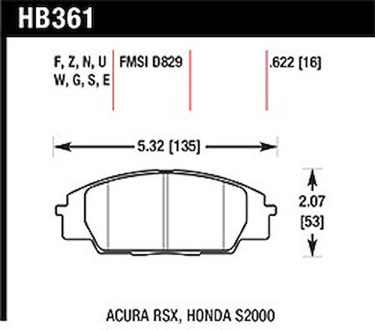 Disc Brake Pad DTC-30 w/0.622 Thickness