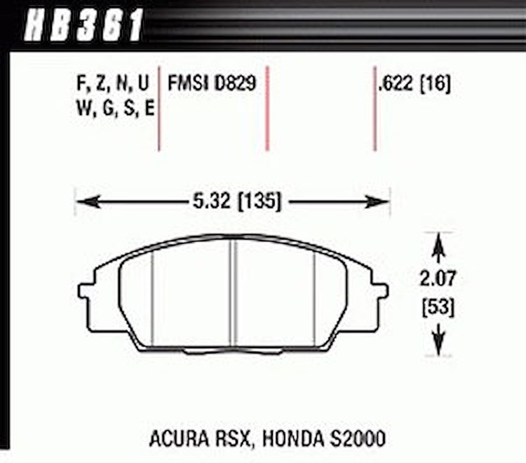 Disc Brake Pad Performance Ceramic w/0.622 Thickness