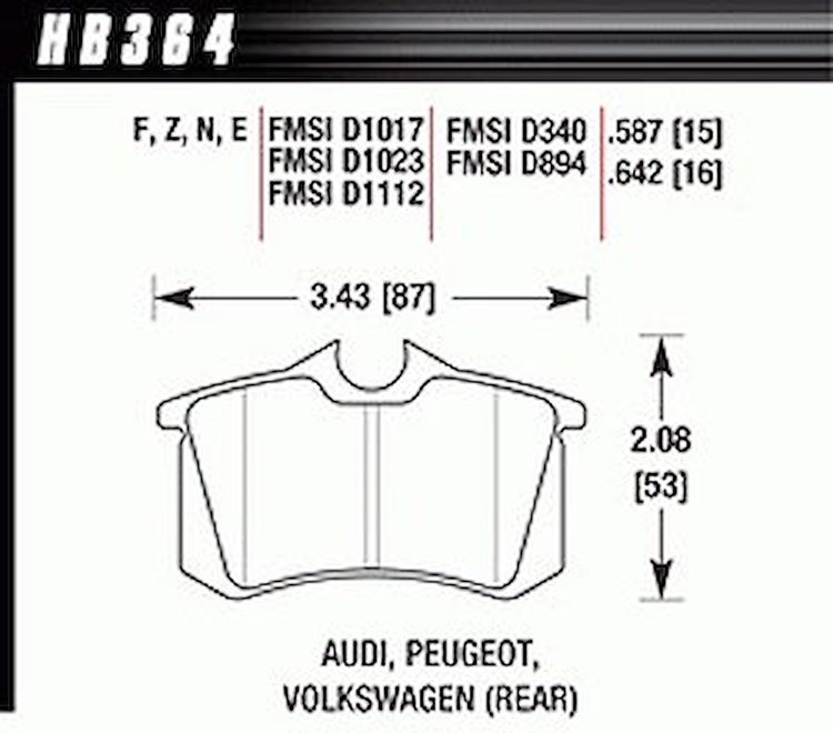 Disc Brake Pad Performance Ceramic w/0.587 Thickness