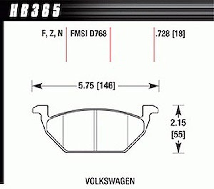 Disc Brake Pad Performance Ceramic w/0.728 Thickness