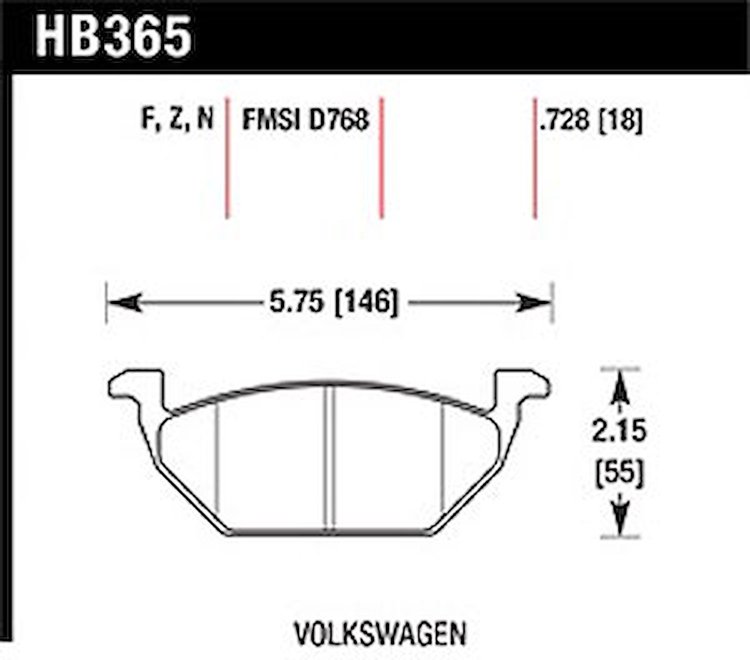 Disc Brake Pad Performance Ceramic w/0.728 Thickness