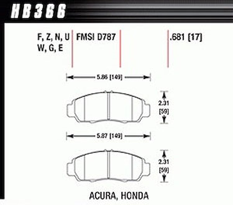 Disc Brake Pad Performance Ceramic w/0.681 Thickness