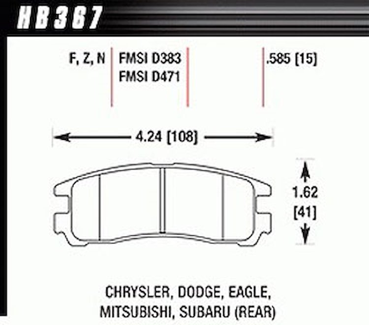 Disc Brake Pad Performance Ceramic w/0.585 Thickness