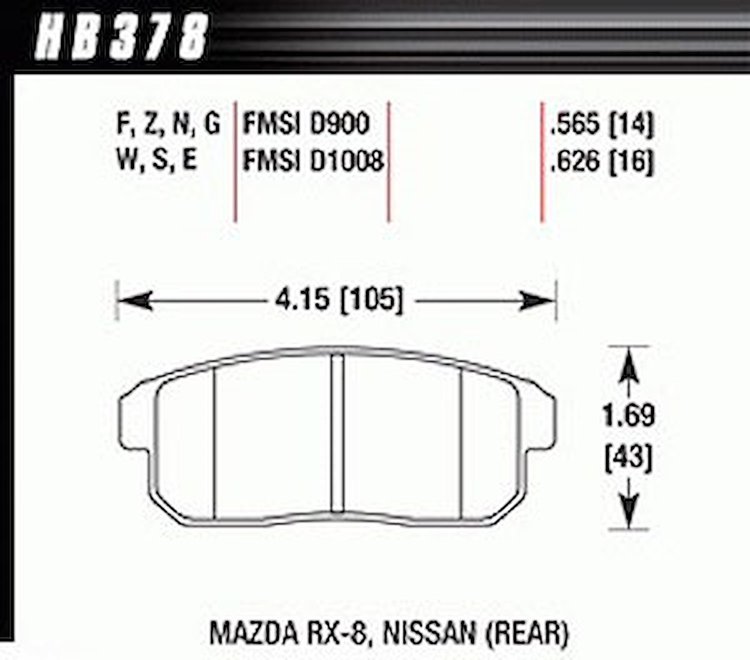 Disc Brake Pad HP Plus w/0.565 Thickness