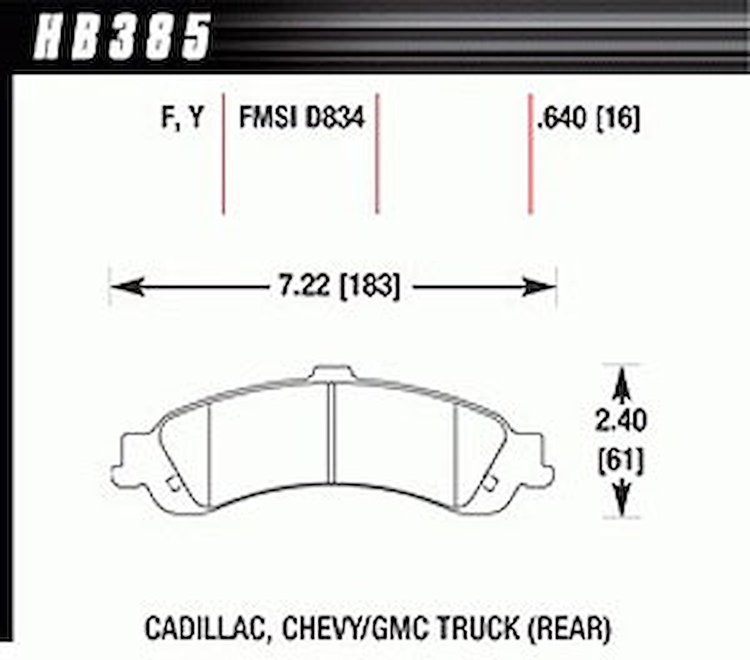 Disc Brake Pad LTS w/0.640 Thickness