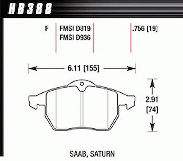 Disc Brake Pad HPS Performance Street w/0.756 Thickness