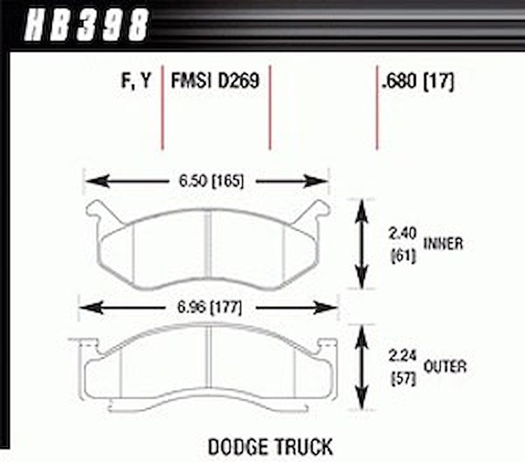 Disc Brake Pad HPS Performance Street w/0.680 Thickness