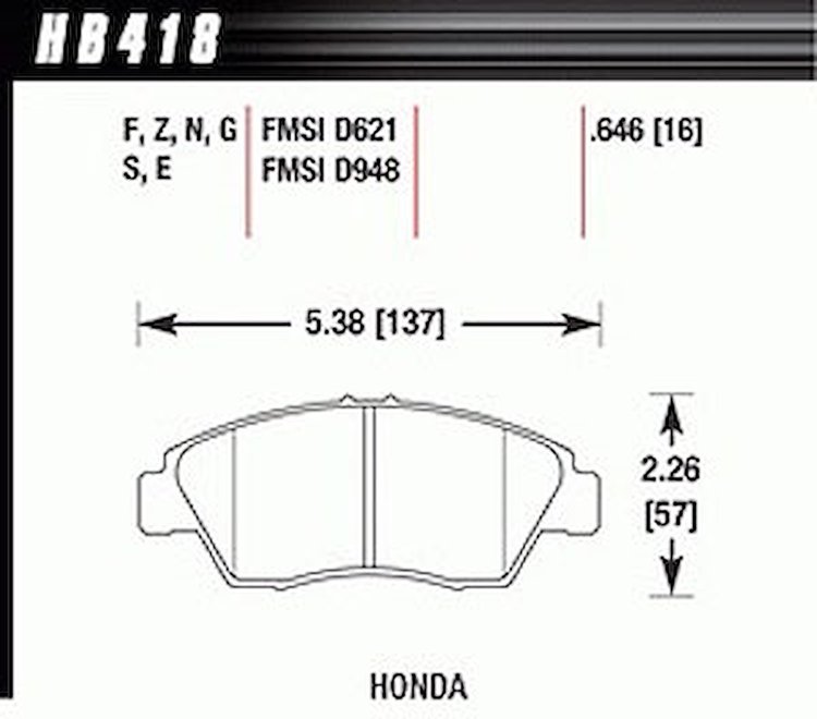 Disc Brake Pad HP Plus w/0.646 Thickness