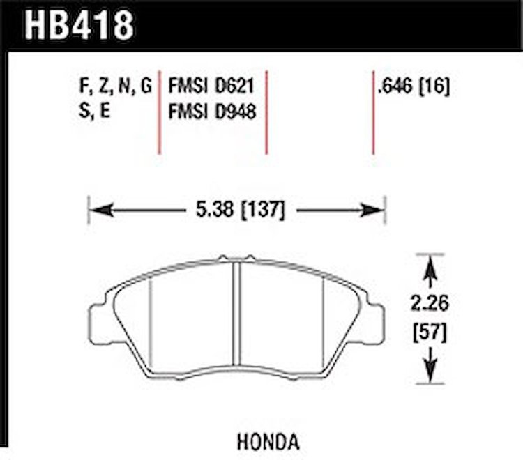 Disc Brake Pad DTC-70 w/0.646 Thickness