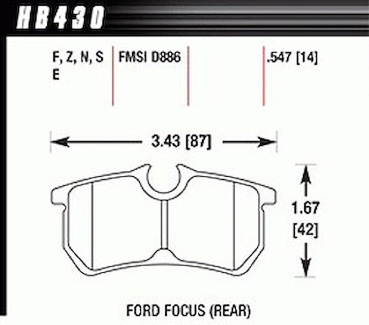 HT-10 PADS Ford Focus Rear
