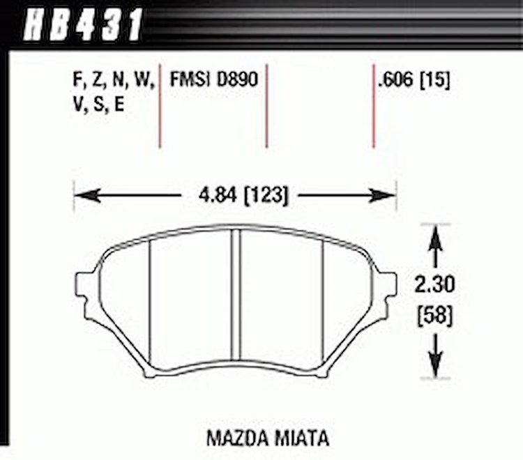 Disc Brake Pad HPS Performance Street w/0.606 Thickness