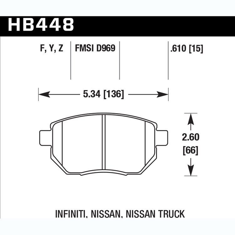 Disc Brake Pad Performance Ceramic w/0.610 Thickness