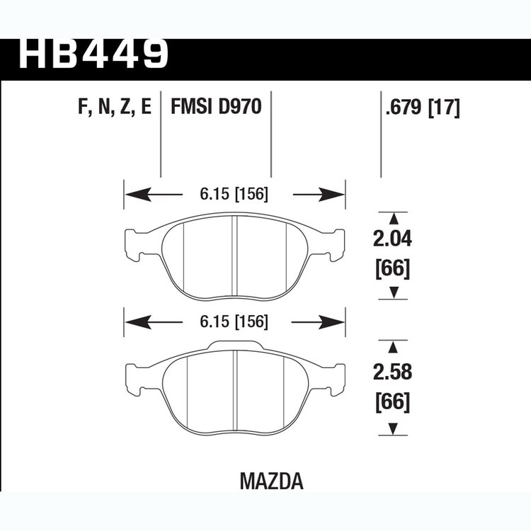 Disc Brake Pad Performance Ceramic w/0.679 Thickness