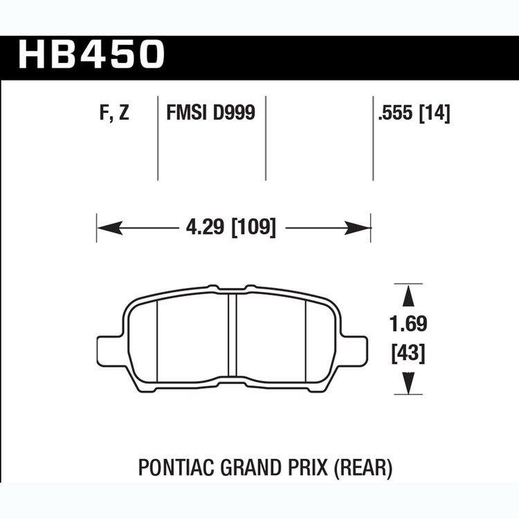 Disc Brake Pad Performance Ceramic w/0.555 Thickness