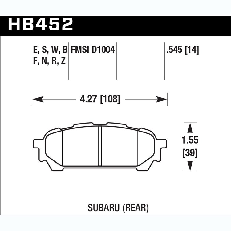 Disc Brake Pad Performance Ceramic w/0.545 Thickness