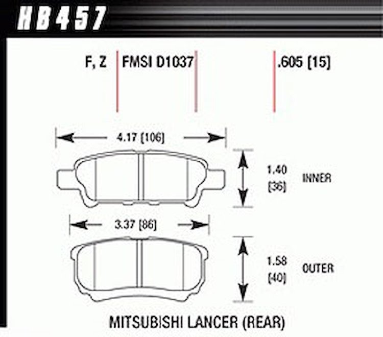 Disc Brake Pad Performance Ceramic w/0.605 Thickness