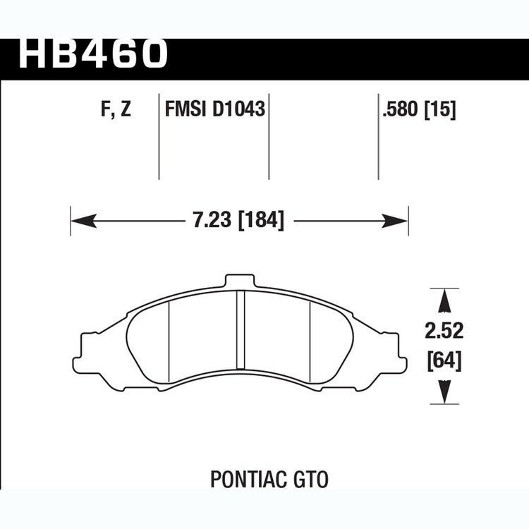 Disc Brake Pad Performance Ceramic w/0.580 Thickness