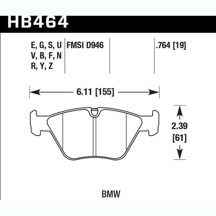 Disc Brake Pad Performance Ceramic w/0.764 Thickness