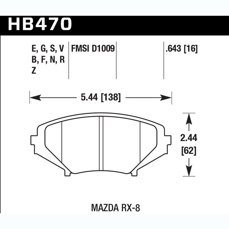 Disc Brake Pad Performance Ceramic w/0.643 Thickness