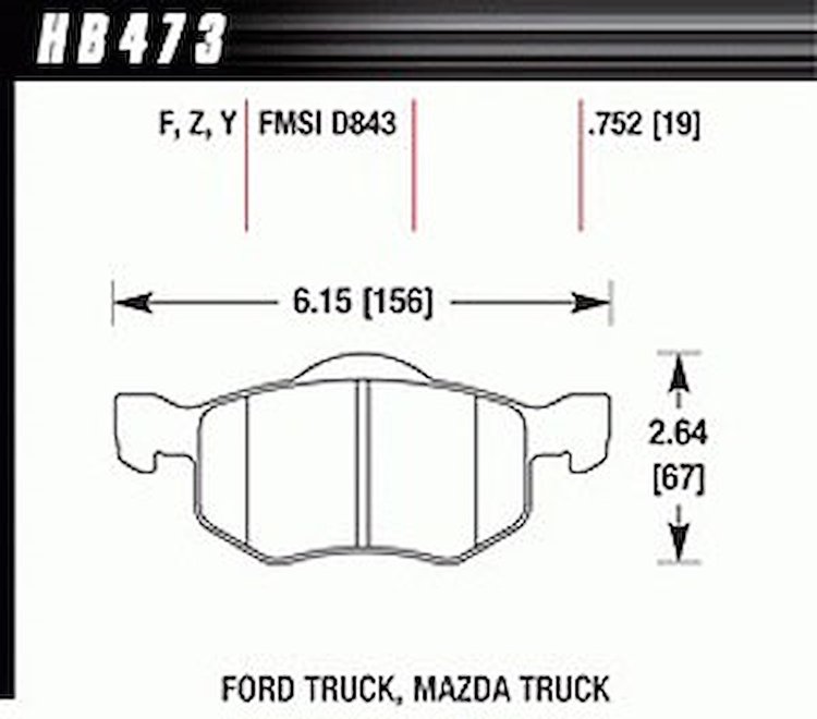 Disc Brake Pad HPS Performance Street w/0.752 Thickness