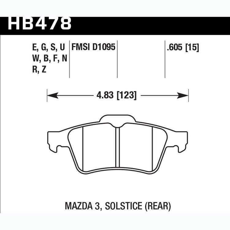Disc Brake Pad Performance Ceramic w/0.605 Thickness